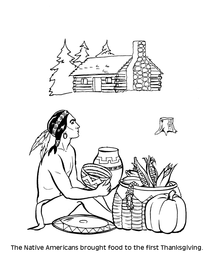 The first thanksgiving coloring page sheets native americans foods usa