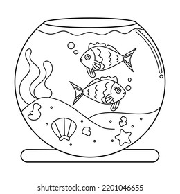 Coloring page two pet fish fish stock vector royalty free