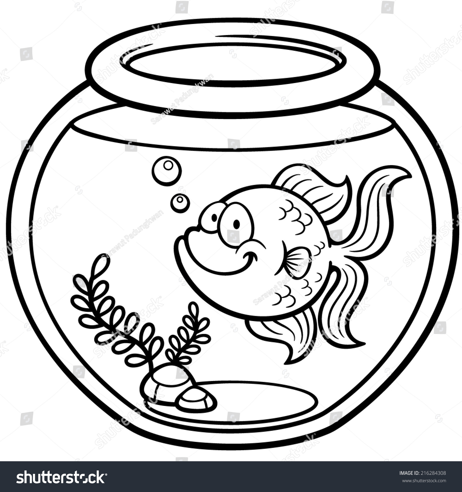 Vector illustration goldfish bowl coloring book stock vector royalty free