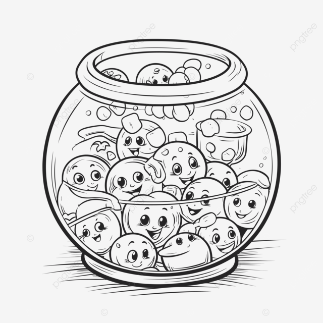 Cartoon fish bowl with cartoon cartoons for coloring illustration coloring page outline sketch drawing vector fish drawing car drawing cartoon drawing png and vector with transparent background for free download