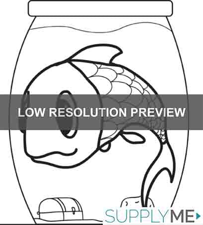 Printable cartoon fish in a fishbowl coloring page for kids â