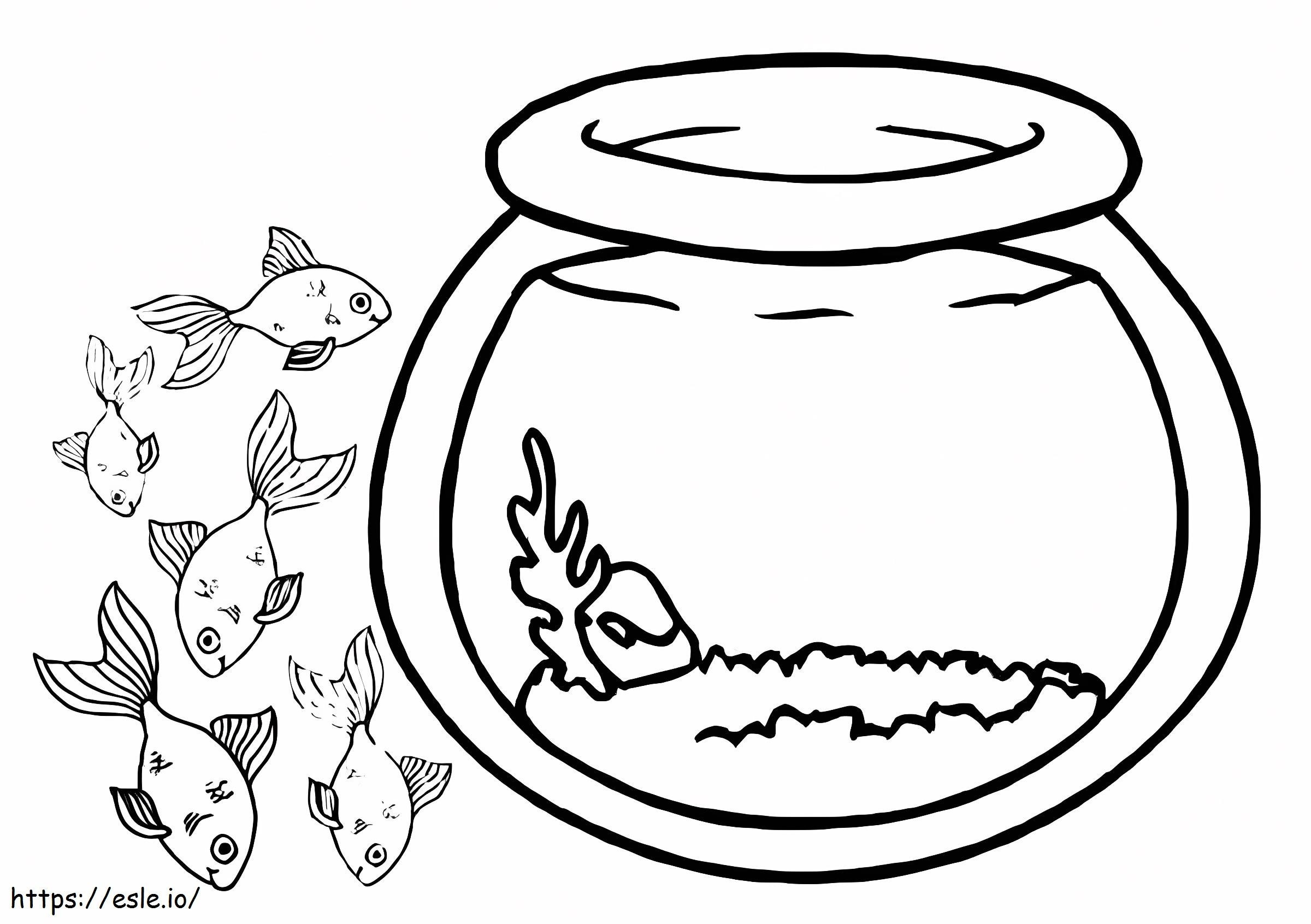 Printable fish bowl coloring page