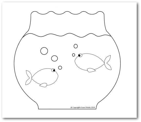 Fish in a bowl coloring page grass potato