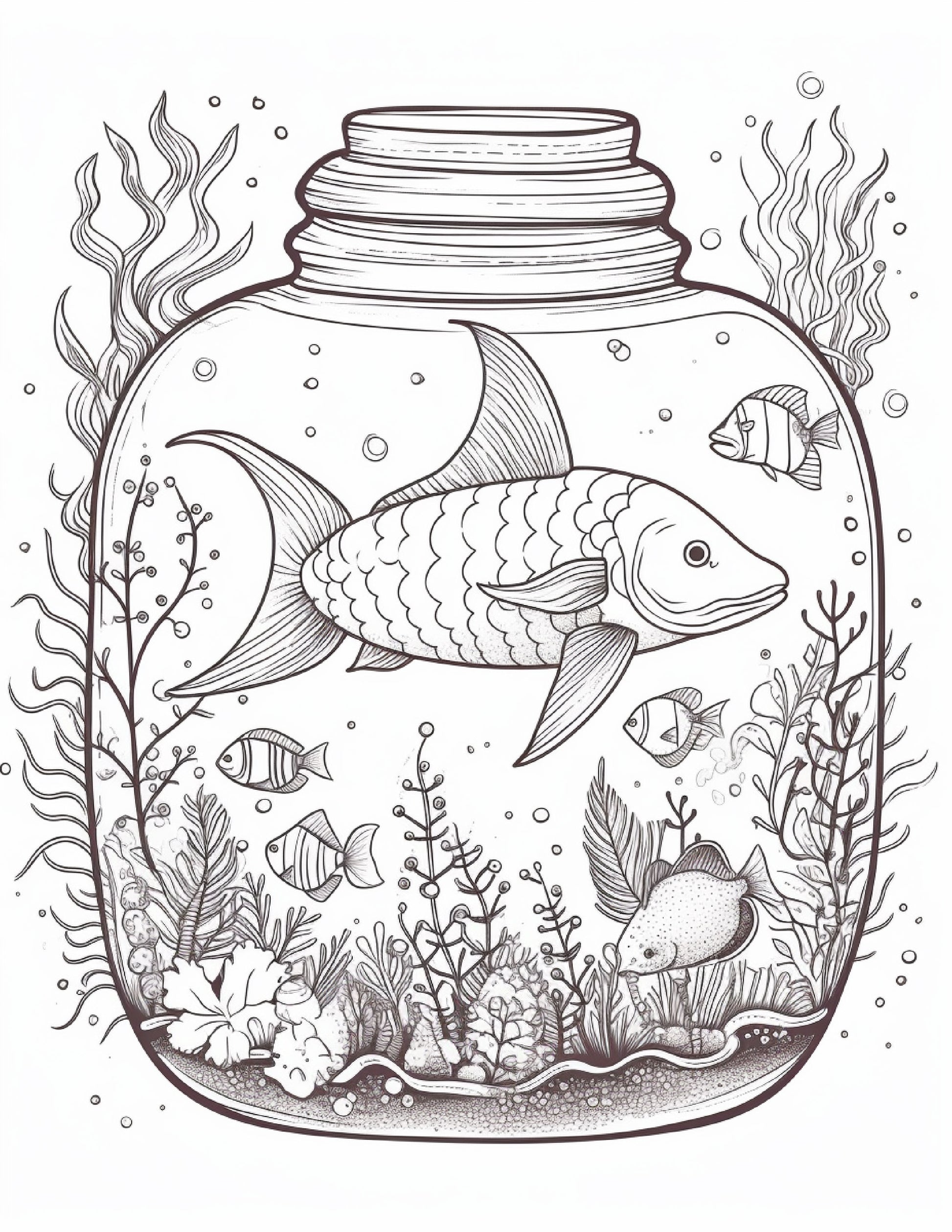 Life inside jar printable coloring pages for adults grayscale colo â coloring