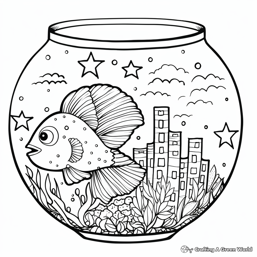 Fish bowl coloring pages