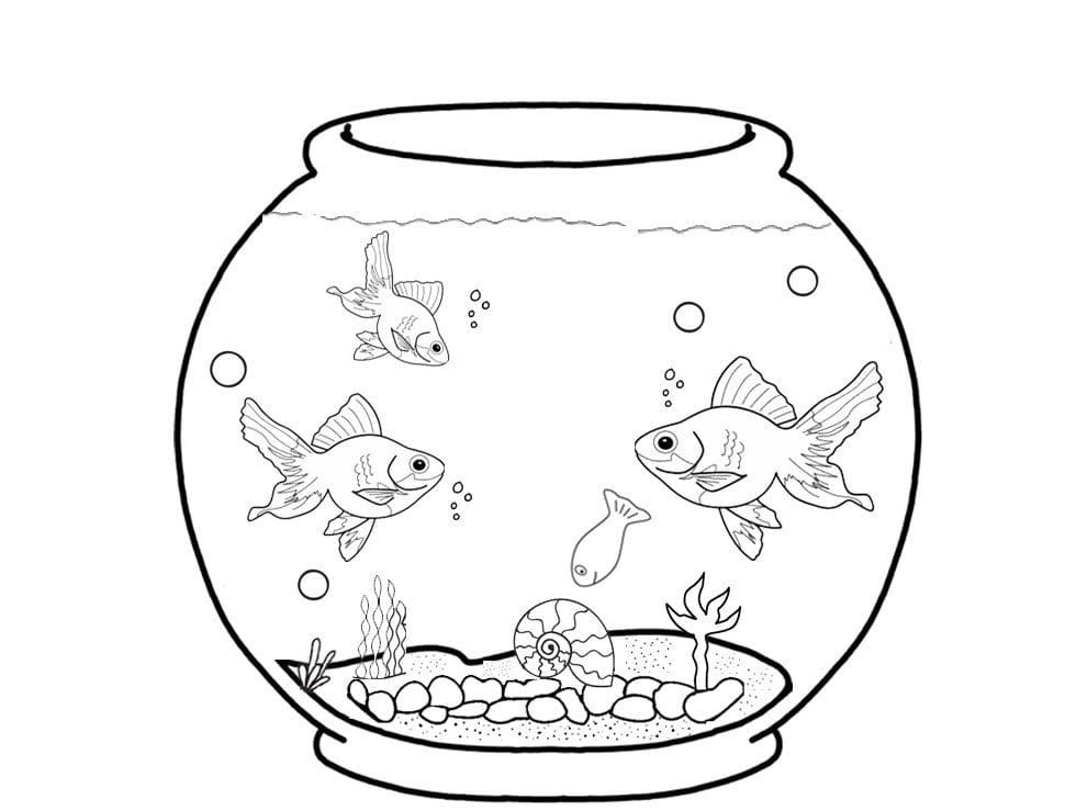 Fish bowl coloring pages printable for free download