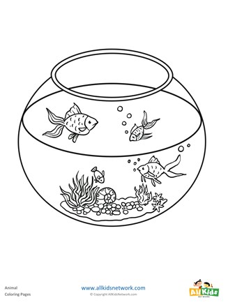 Fish bowl coloring page all kids network