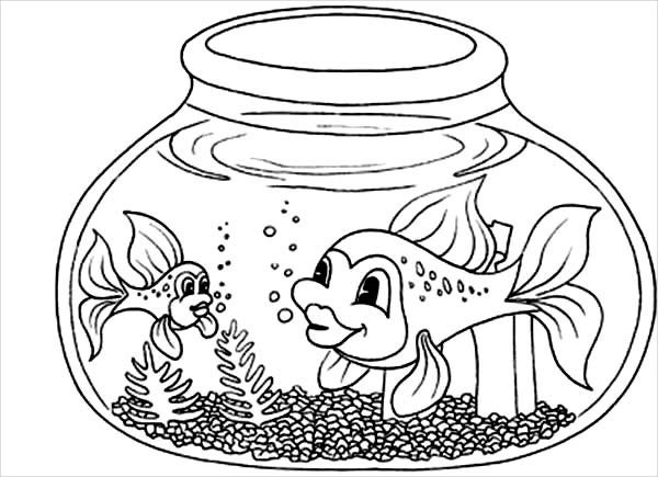 Coloring pages fish bowl coloring page