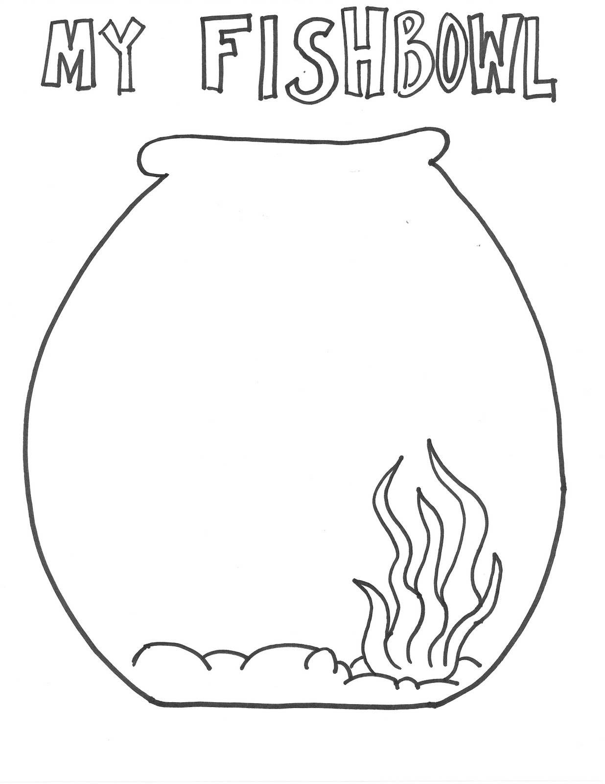 Fish bowl coloring pag one fish two fish fish coloring page