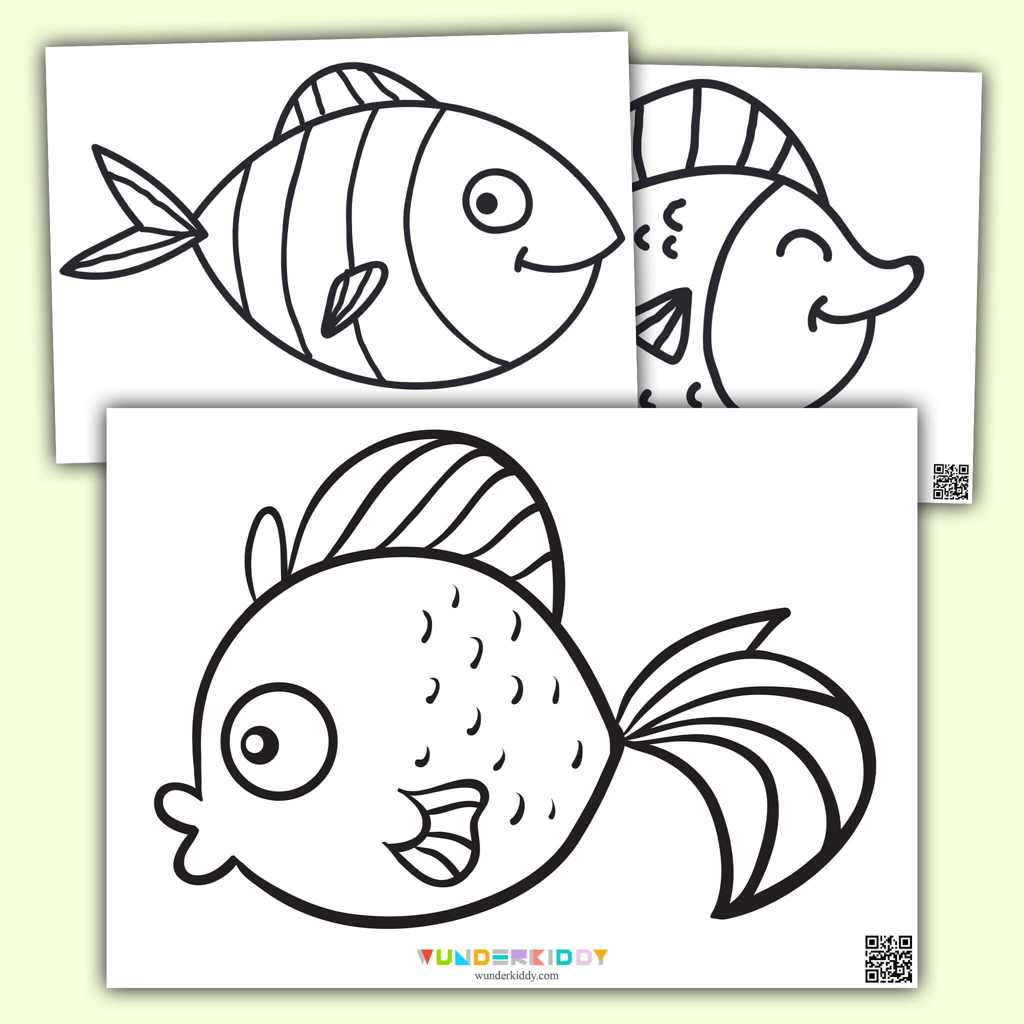 Printable fish template and coloring pages for kids