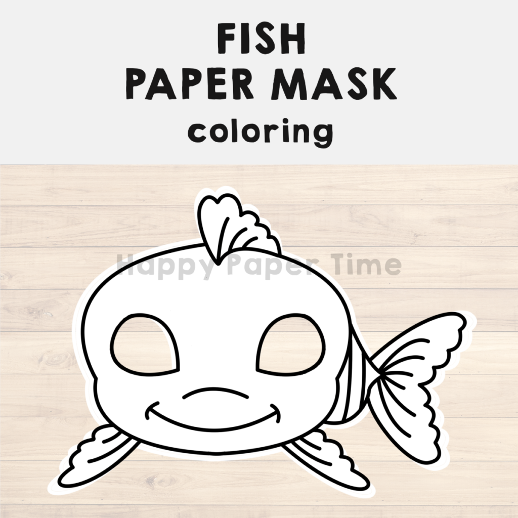 Fish paper masks printable ocean sea animal coloring craft activity costume made by teachers