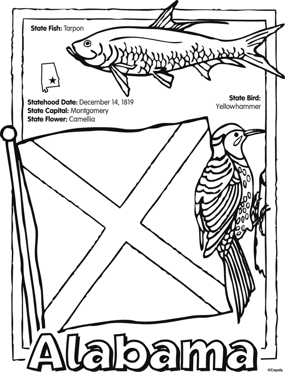 State of alabama free coloring page