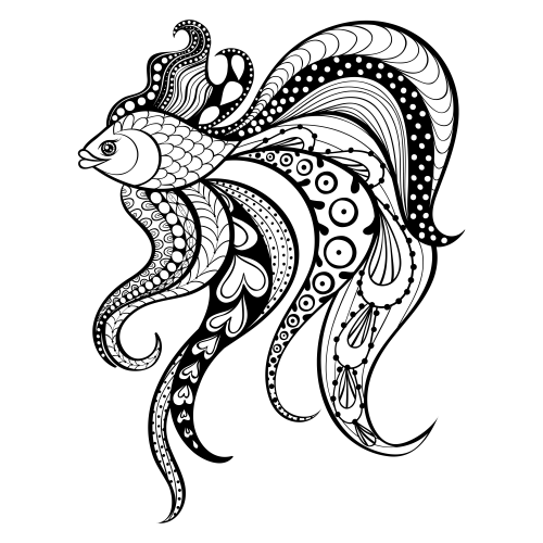 Fantasy fish coloring page