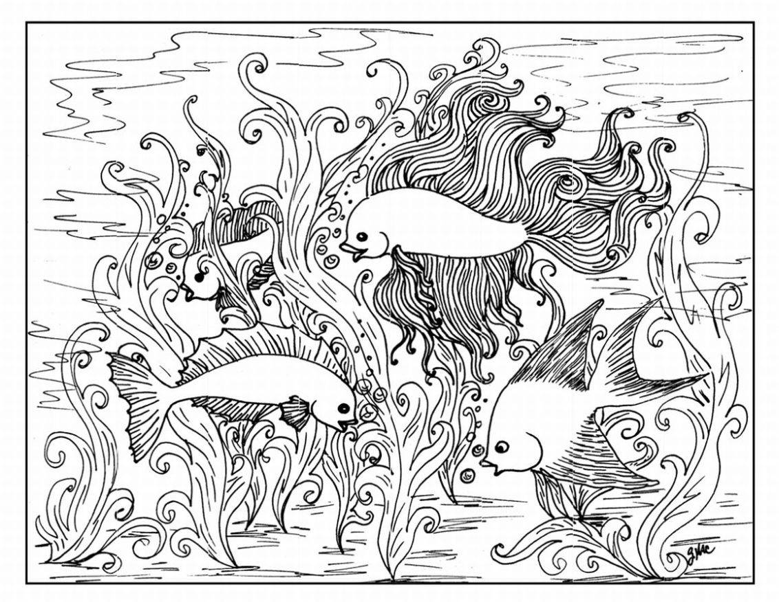 Fish nature coloring pages for adults free coloring pages