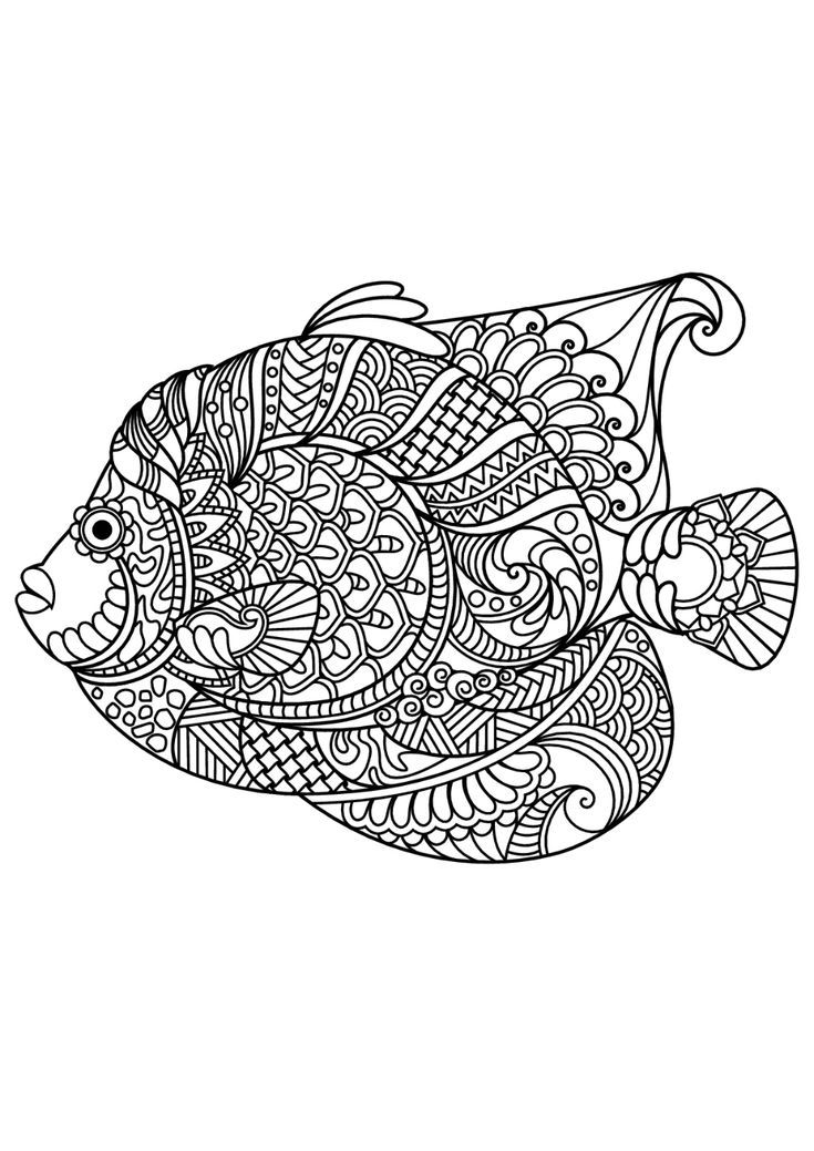 Fish with plex and beautiful patterns fish coloring page mandala coloring pages horse coloring pages