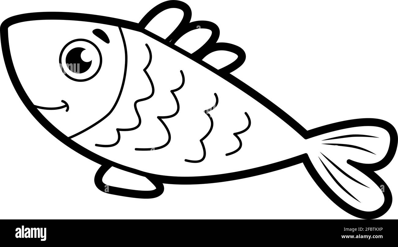 Coloring book or page for kids fish black and white vector illustration stock vector image art