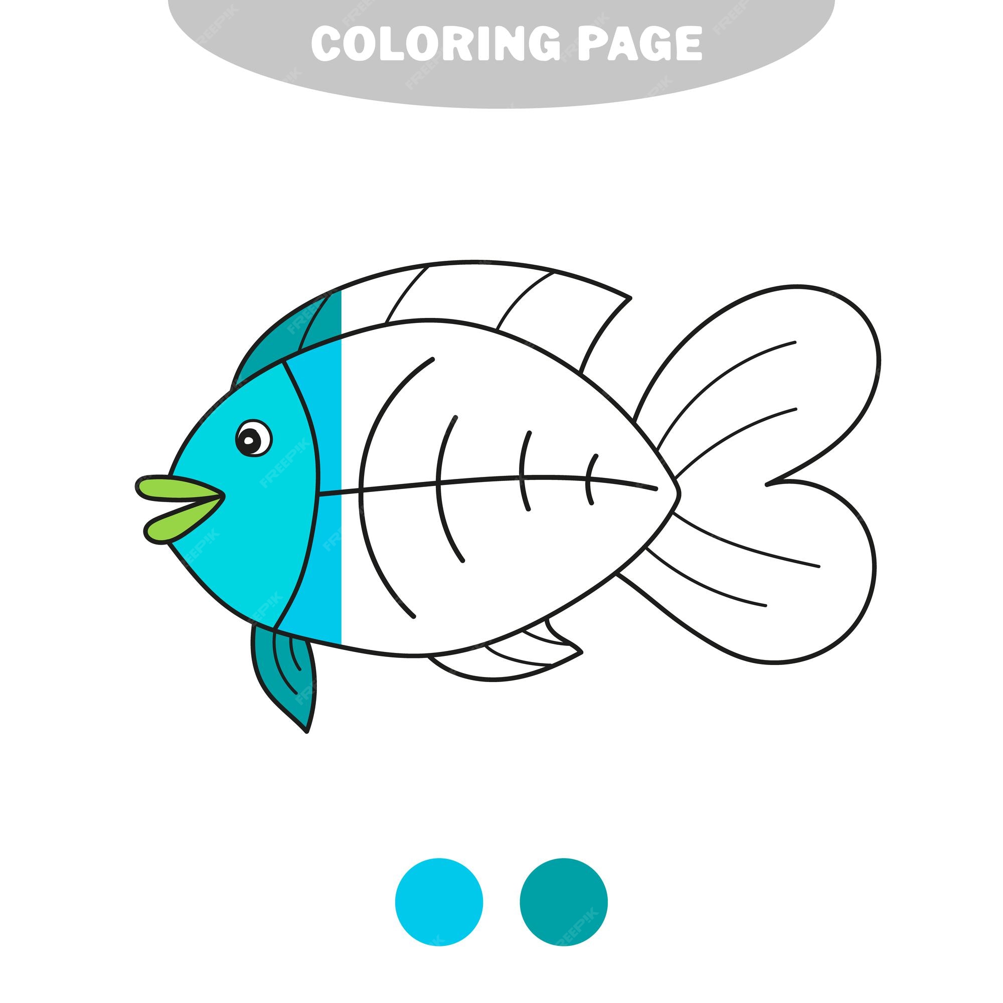 Premium vector simple coloring page drawing worksheet for preschool kids fish