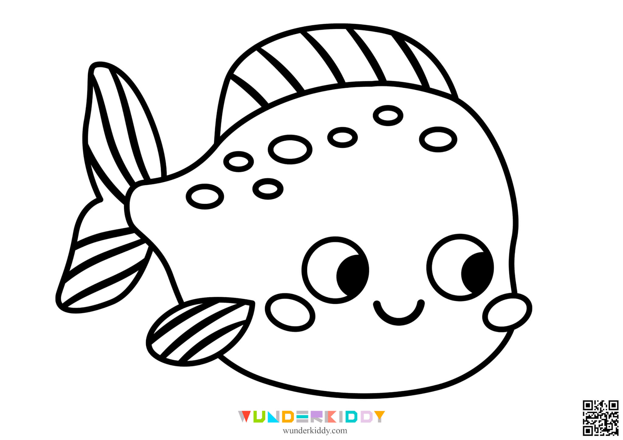 Printable fish template and coloring pages for kids