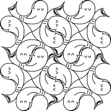 Coloring shark tessellation kids t