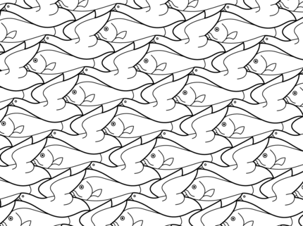 Bird fish tessellation by mc escher coloring page supercoloring gratis kleurplaten mc escher kleurplaten