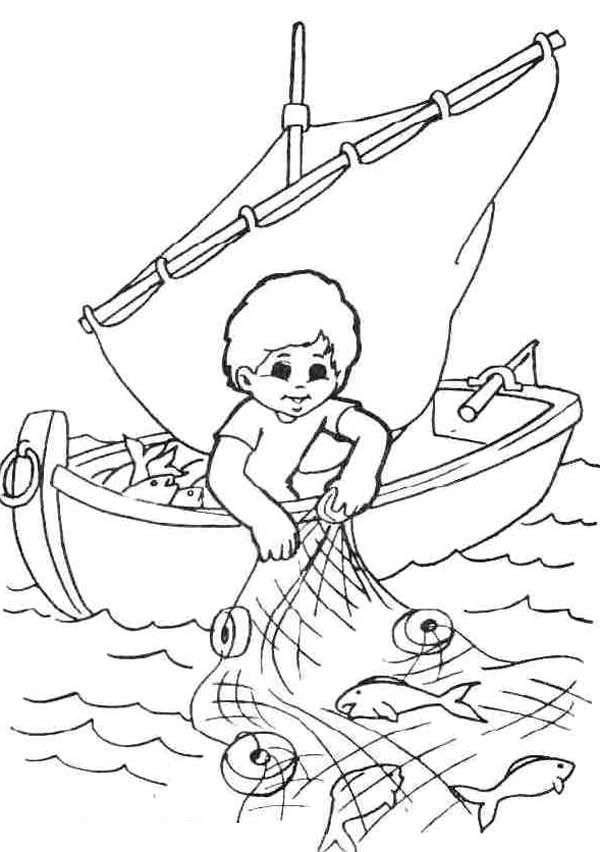 Fisherman coloring pages