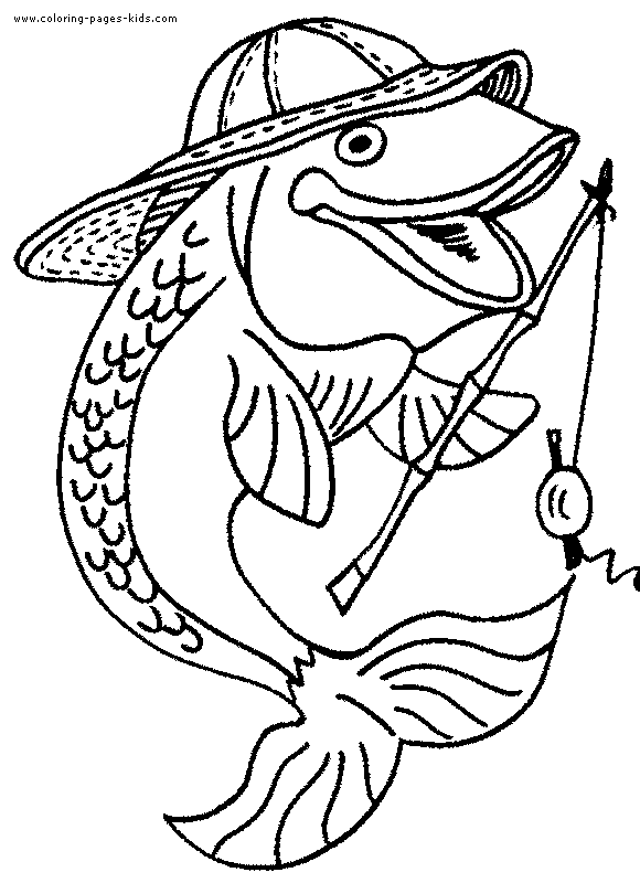 Boys Fishing Fish Coloring Pages