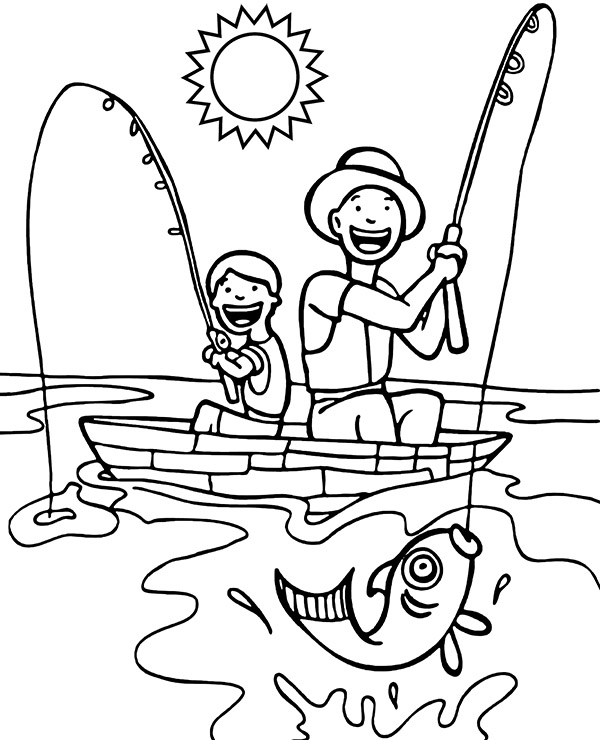 Fishing coloring page to print