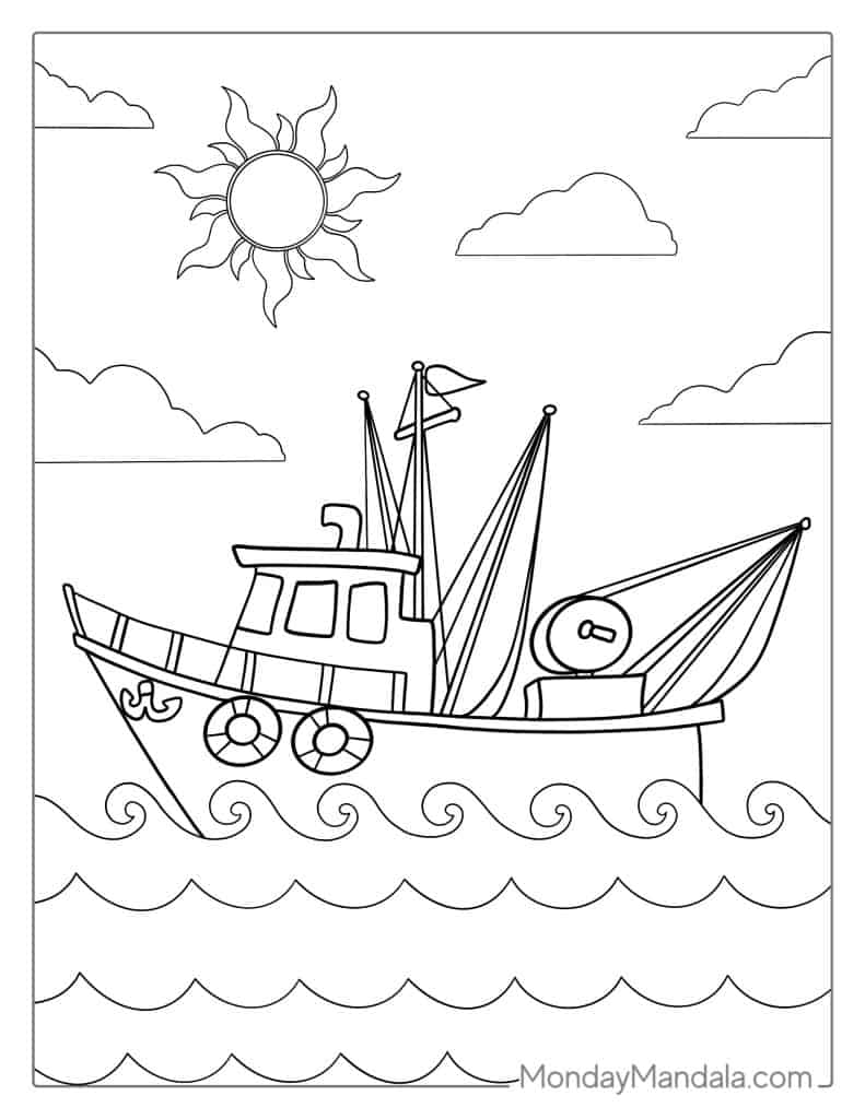 Boat ship coloring pages free pdf printables