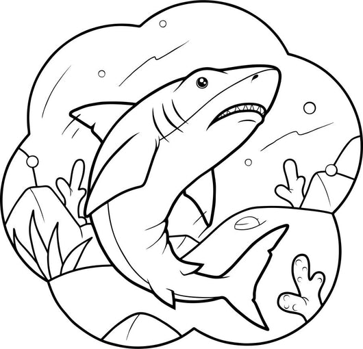 Cartoon shark coloring page decal â