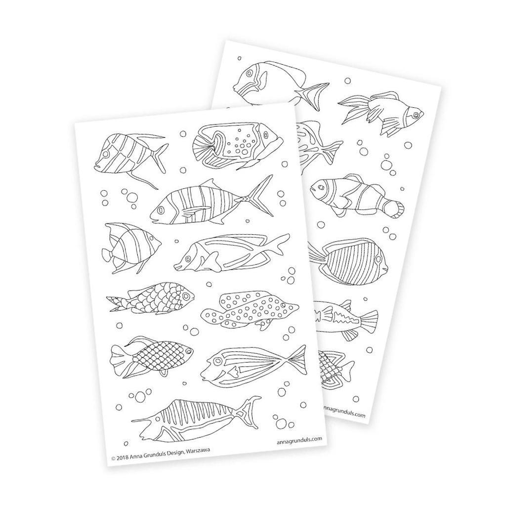 Cheap cute fish stickers for adult coloring small animal decals to color in sheets