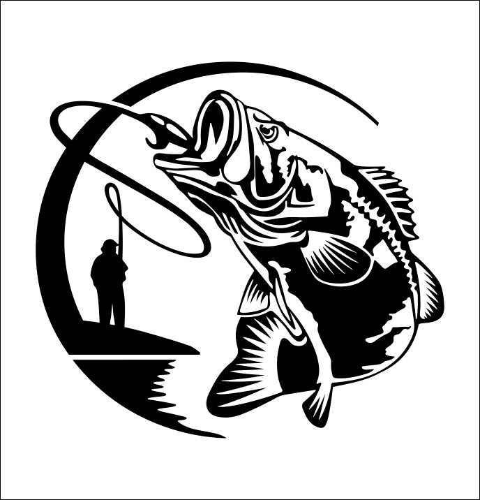 Bass fish on b fishing decal â north decals