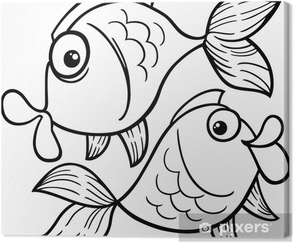 Canvas print zodiac pisces or fish coloring page