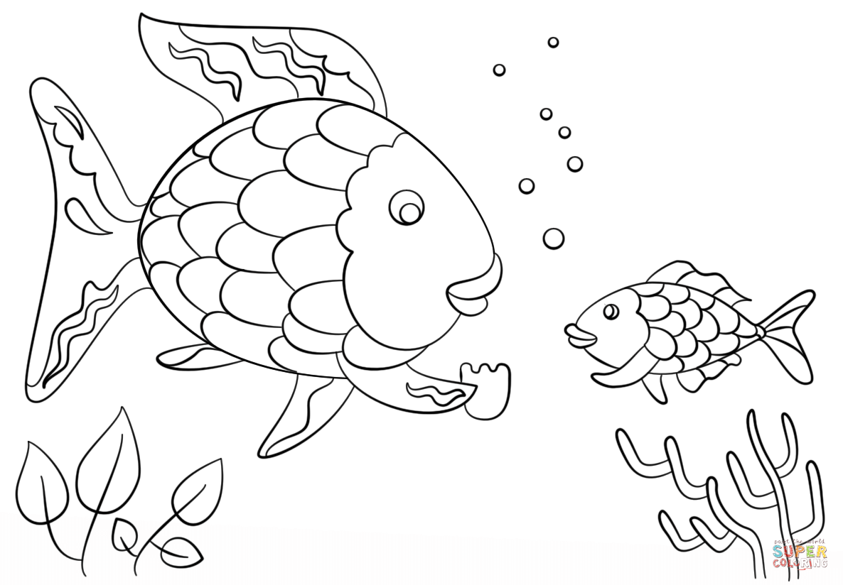 Rainbow fish gives a precious scale to small fish coloring page free printable coloring pages