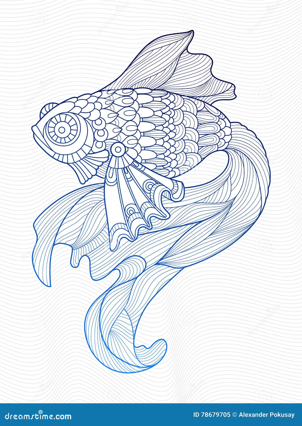 Gold fish coloring book for adults vector stock vector