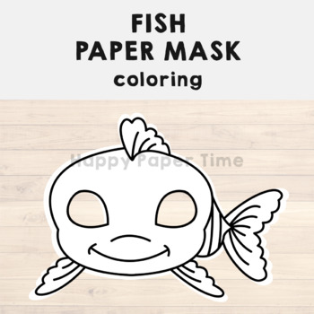 Fish paper mask printable ocean sea animal coloring craft activity costume