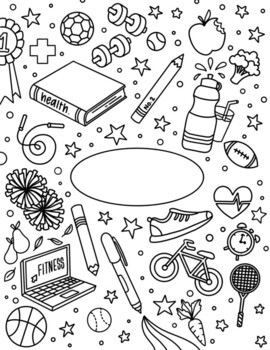 Health fitness gym physical education binder cover coloring sheet