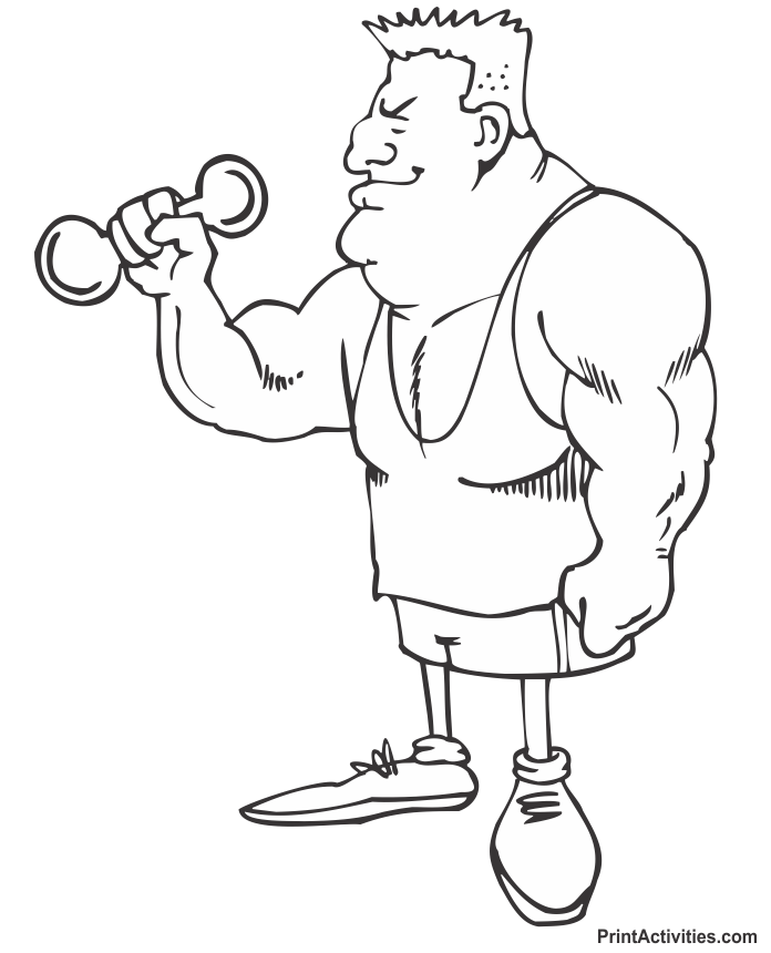 Fitness coloring page muscle man