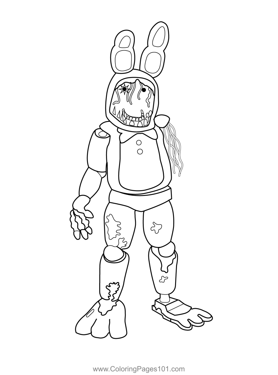 Withered bonnie fnaf coloring page for kids