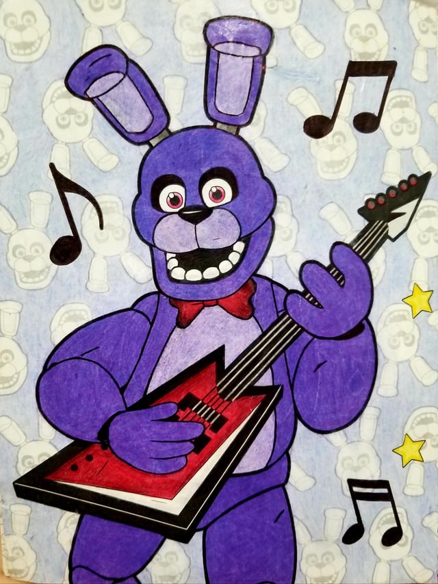 Heres my artwork of bonnie from the official fnaf coloring book original and brightened rfivenightsatfreddys