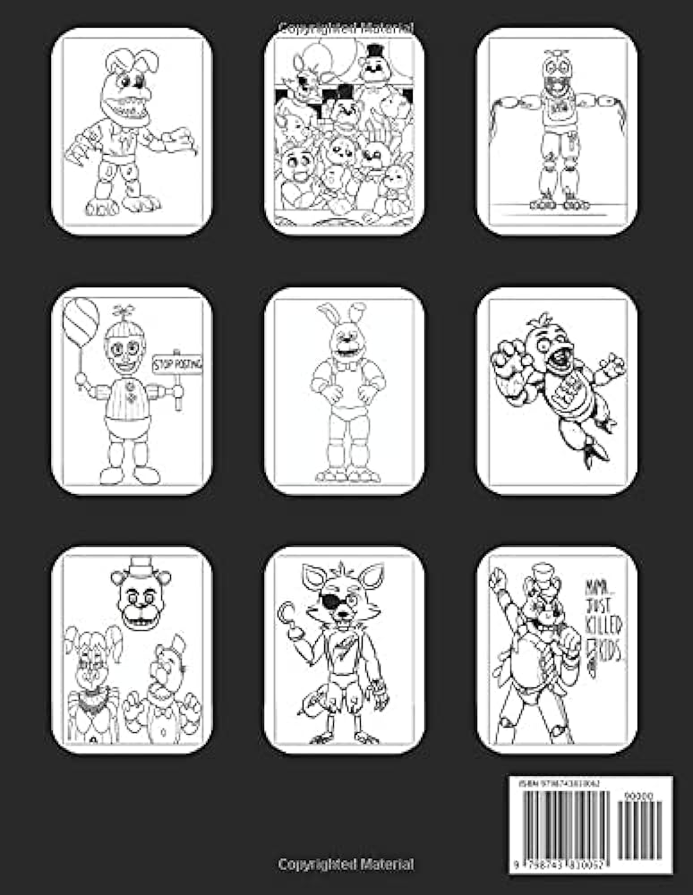 Five nights at freddys coloring book amazing freddy fazbears pizza jumbo coloring pages featuring funny and scarry all characters fnaf original design fellino graphic books