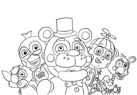 Five nights at freddys all characters coloring page fnaf coloring pages coloring pages coloring books