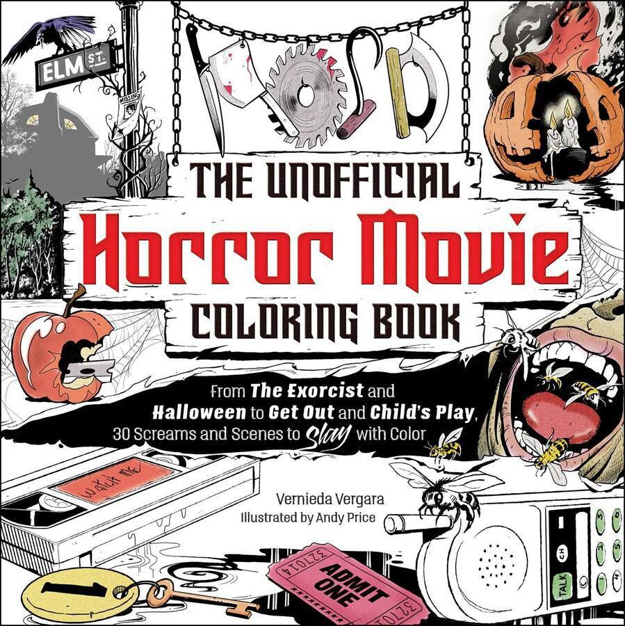 The unofficial horror movie coloring book collage