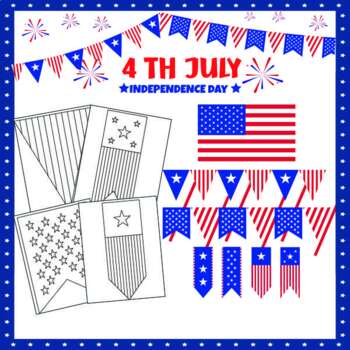 Th of july american flag coloring page activity pennant template