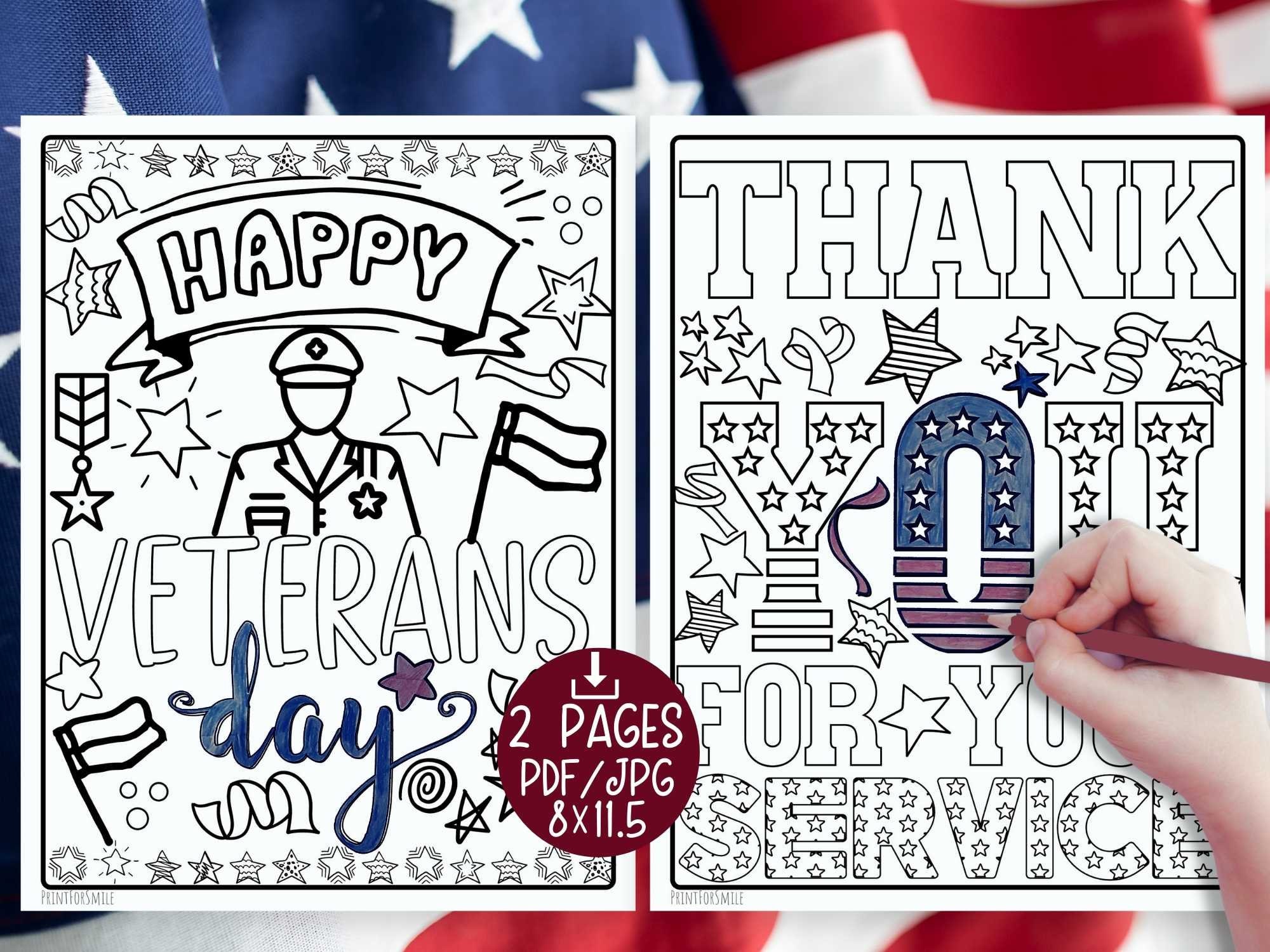 Veterans day coloring page printable