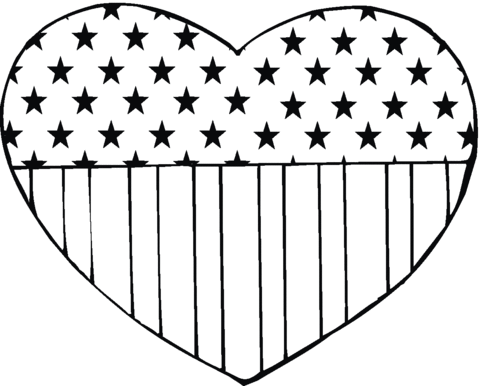 Usa flag in a heart shape coloring page free printable coloring pages