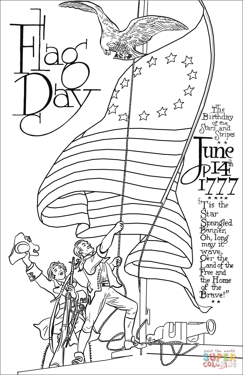 Flag day coloring page free printable coloring pages