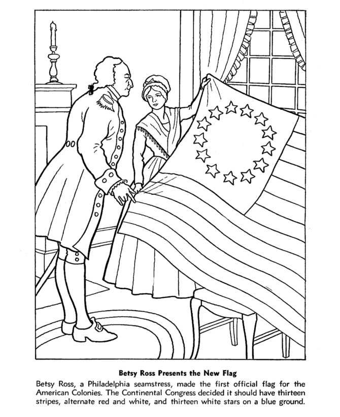 Printable flag day coloring pages