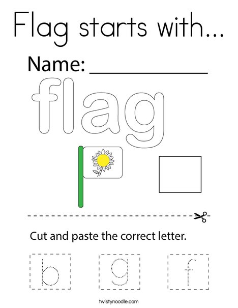 Flag starts with coloring page