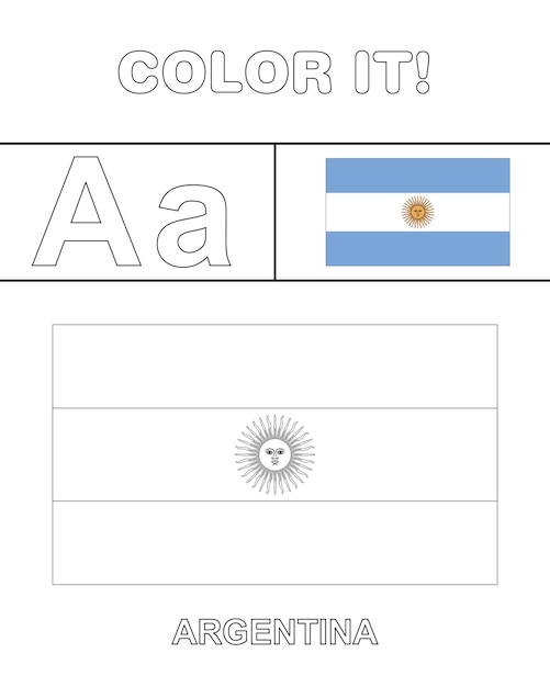 Premium vector argentina flag coloring page for kids