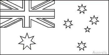 Australian states and territories flags in colour and colouring pages